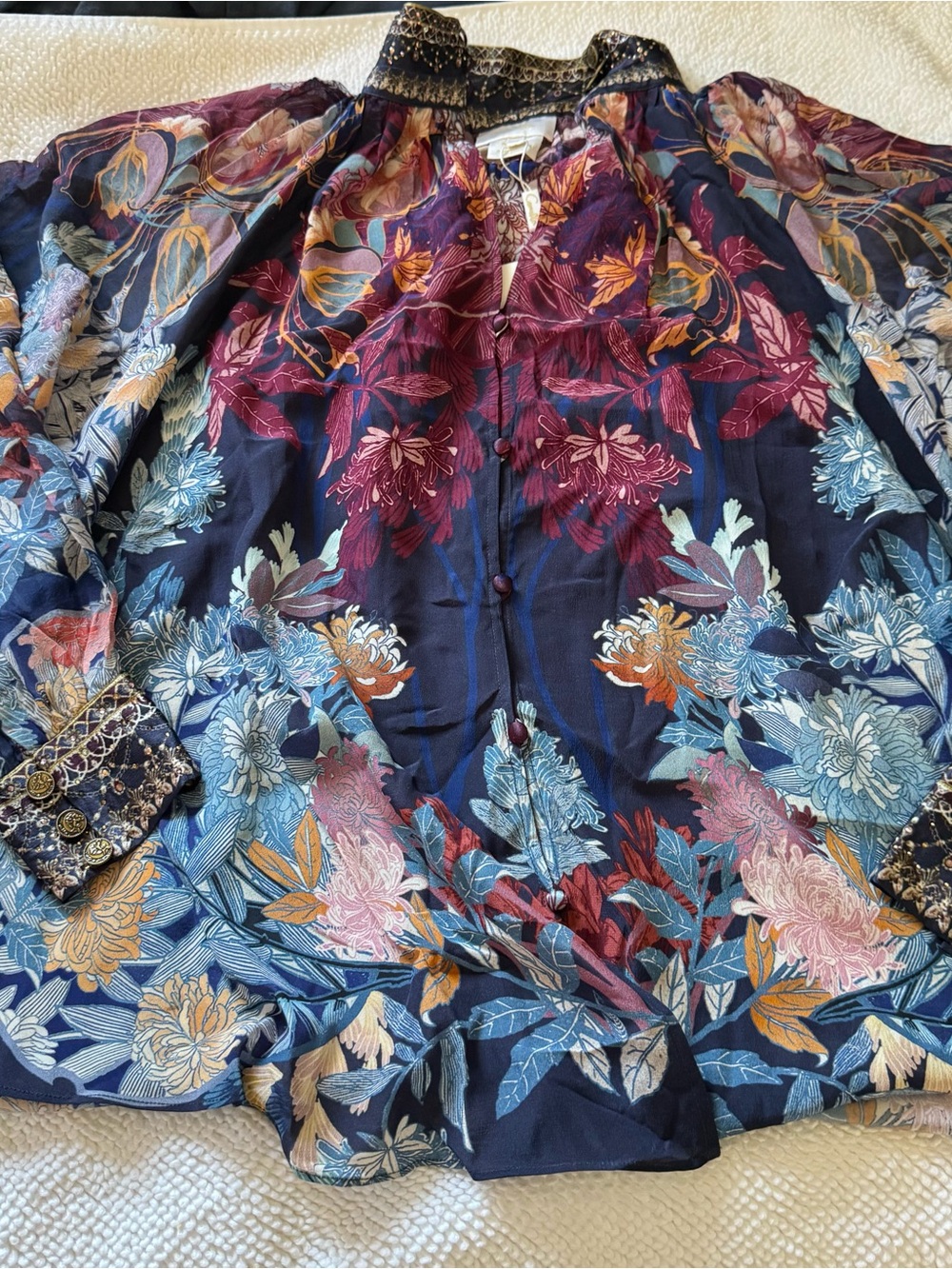 Camilla Raglan button up shirt in nouveau nights - Picture 2 of 8
